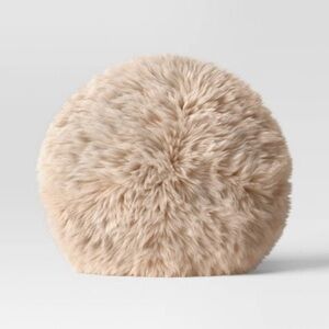 Threshold Faux Fur Round Toss Pillow - Beige | Discontinued